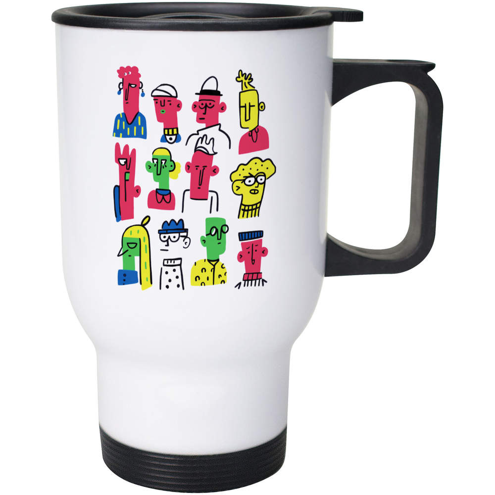 400ml 'Funky Abstract People' Reusable Coffee / Travel Mug (MG00075773)