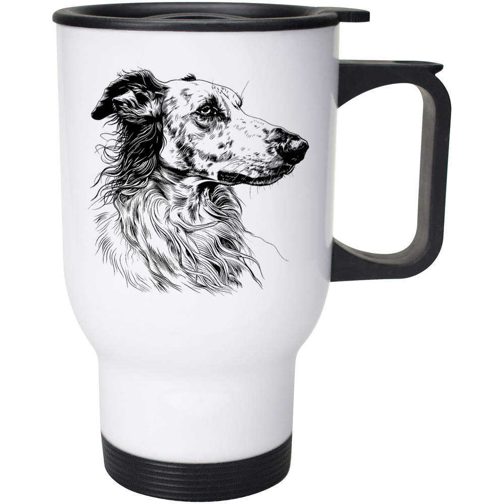 400ml 'Borzoi Dog Portrait' Reusable Coffee / Travel Mug (MG00075781)