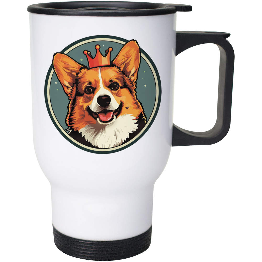 400ml 'Corgi Wearing a Crown' Reusable Coffee / Travel Mug (MG00075937)