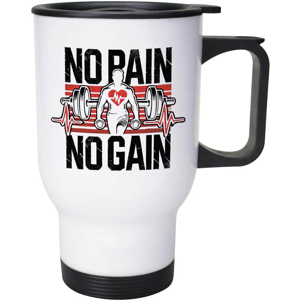 400ml 'No Pain No Gain' Reusable Coffee / Travel Mug (MG00076700)