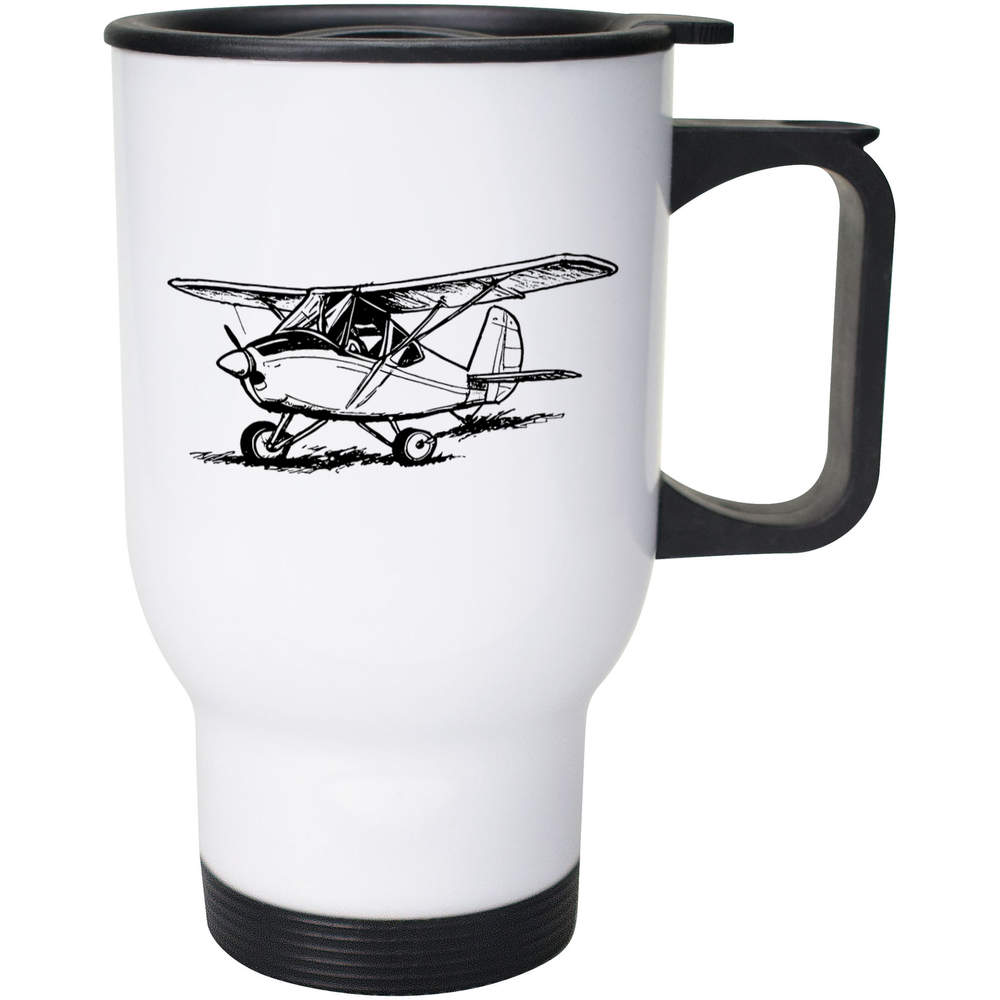 'Microlight Aircraft' Reusable Travel / Coffee Mug - White, 400ml - White 14oz Lidded Drinks Cup for Work, Commuting, Cars and Travel (MG00077852)