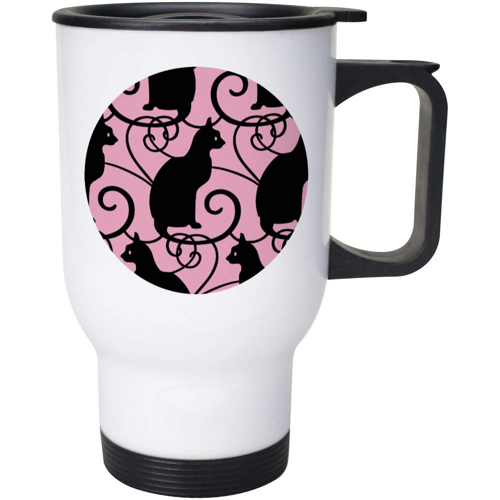 400ml 'Black Cat Pattern' Reusable Coffee / Travel Mug (MG00078170)