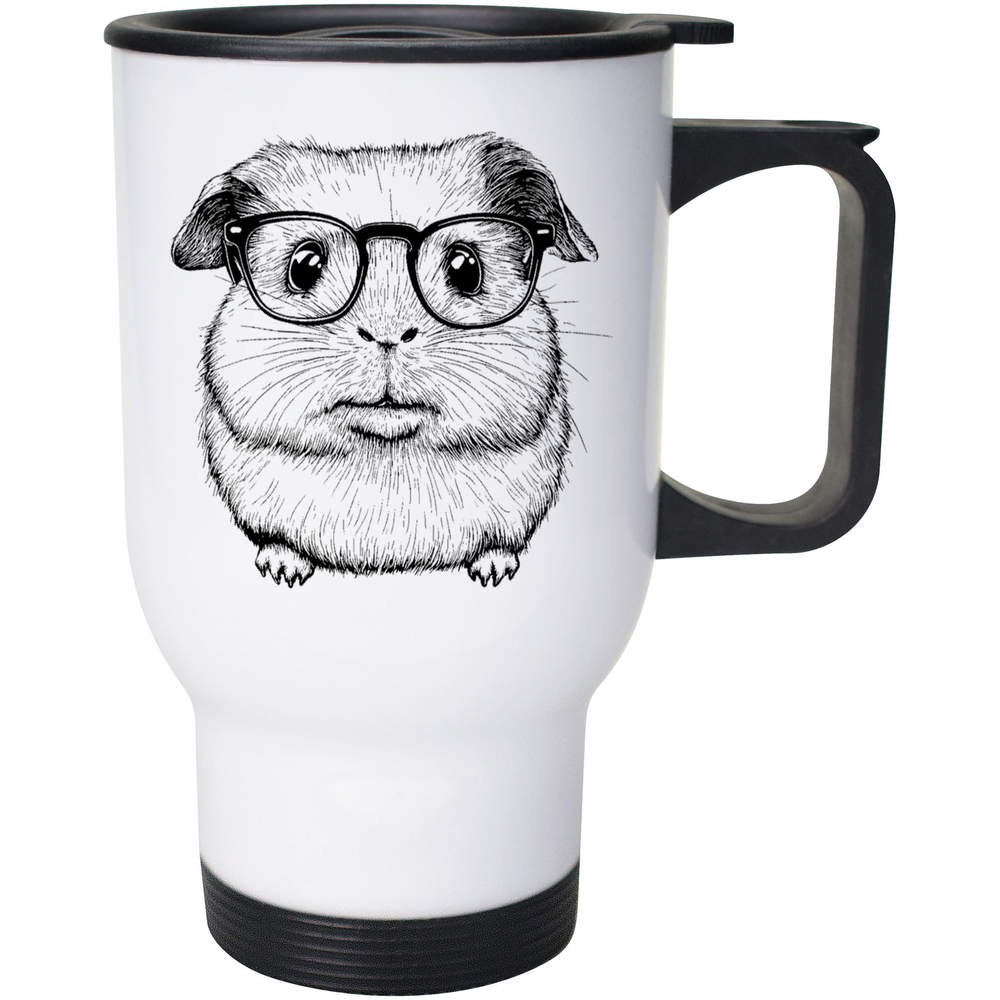 400ml 'Guinea Pig Wearing Glasses' Reusable Coffee / Travel Mug (MG00079441)