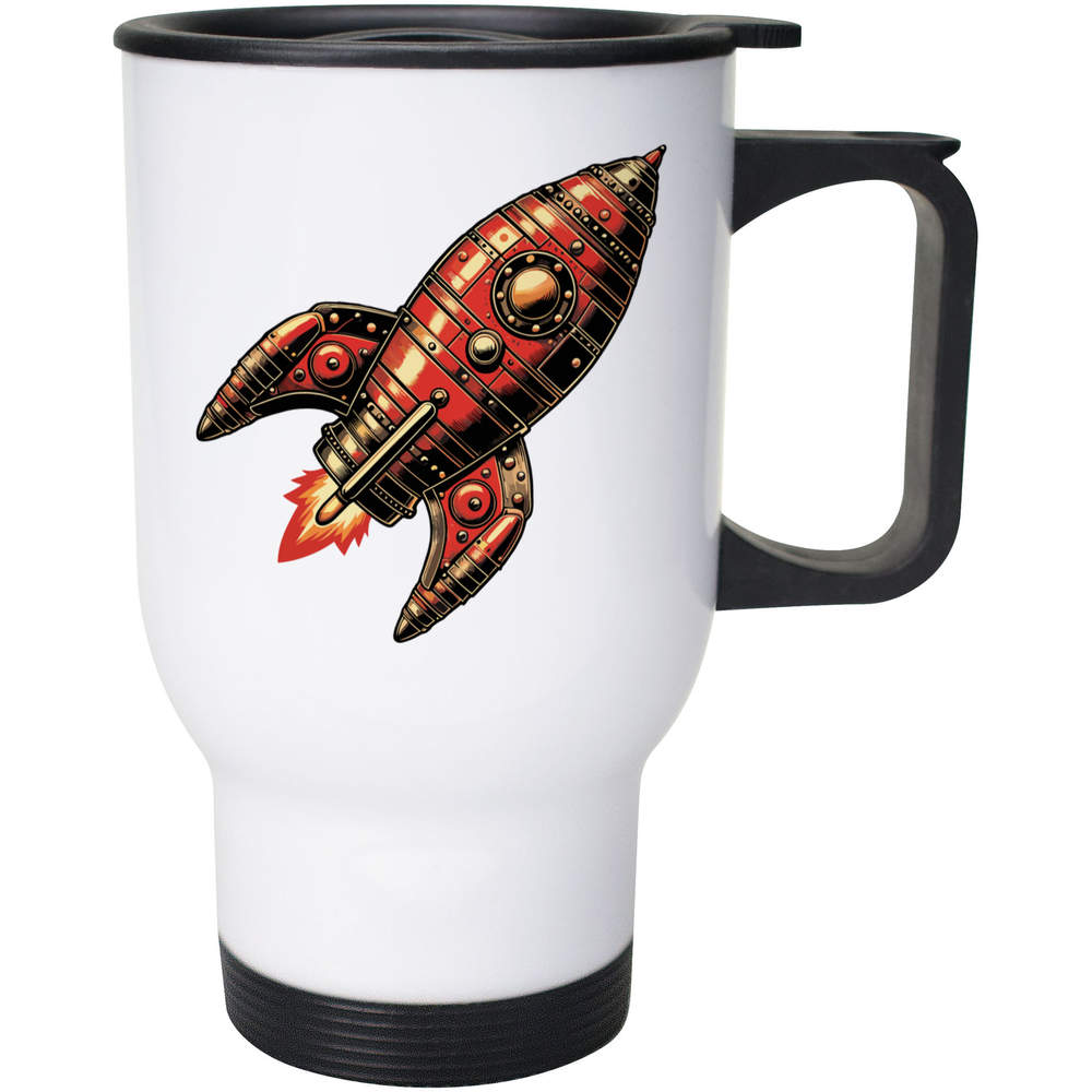 400ml 'Retro Toy Rocket Ship' Reusable Coffee / Travel Mug (MG00080343)