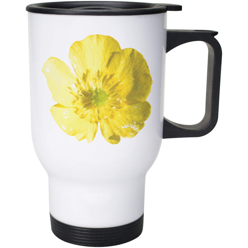 'Buttercup' Reusable Travel / Coffee Mug - White, 400ml - White 14oz Lidded Drinks Cup for Work, Commuting, Cars and Travel (MG00081936)