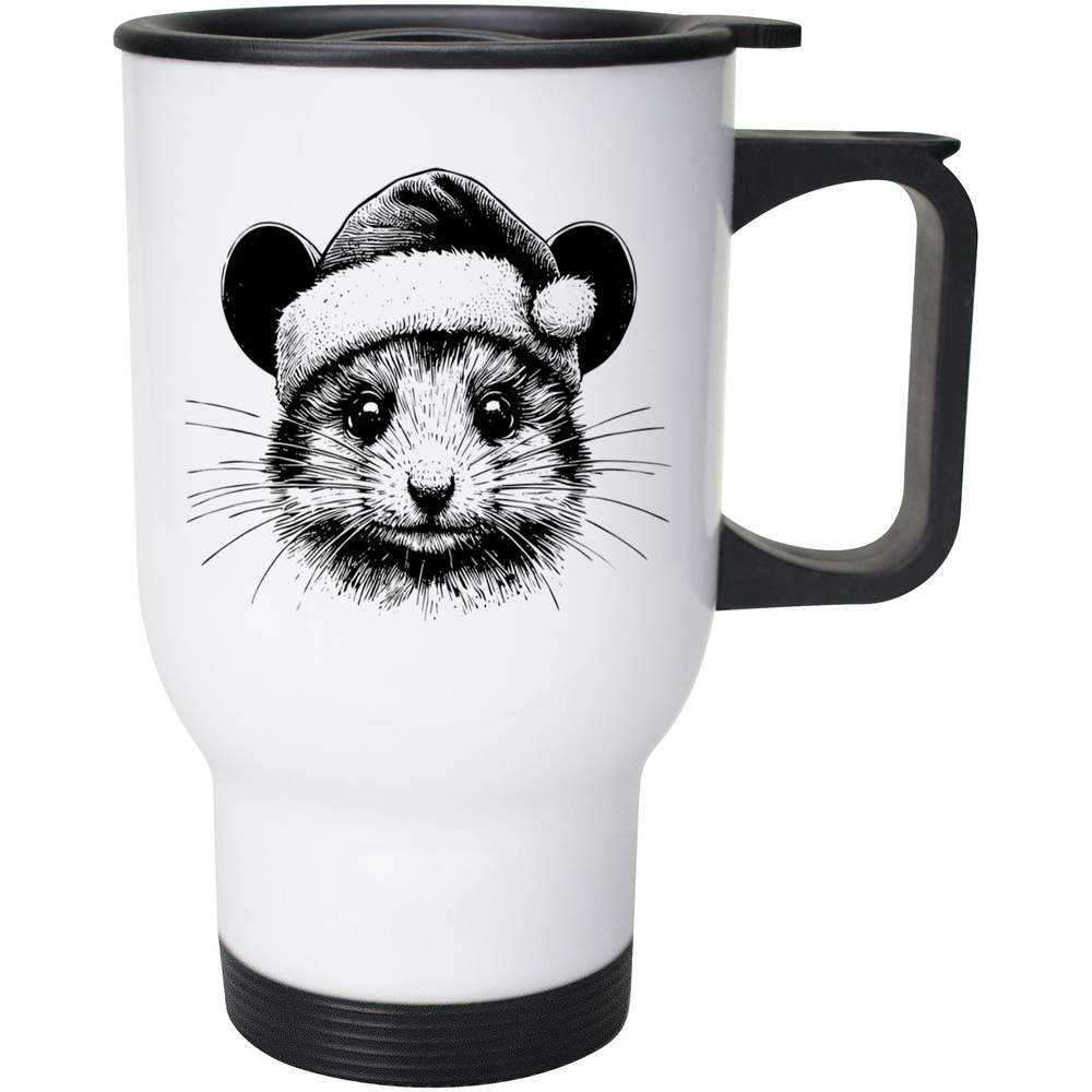 400ml 'Mouse Wearing Santa Hat' Reusable Coffee / Travel Mug (MG00082913)