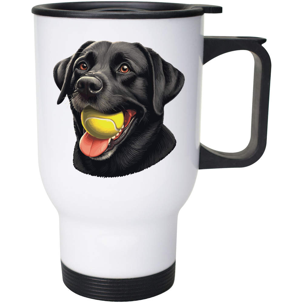 400ml 'Black Labrador With Ball' Reusable Coffee / Travel Mug (MG00083972)