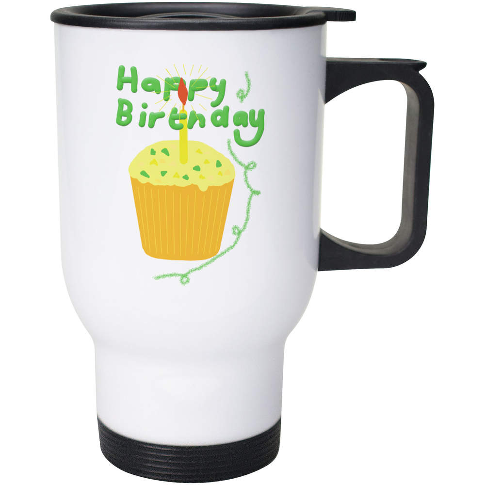 400ml 'Happy Birthday Cup Cake ' Reusable Coffee / Travel Mug (MG00085030)
