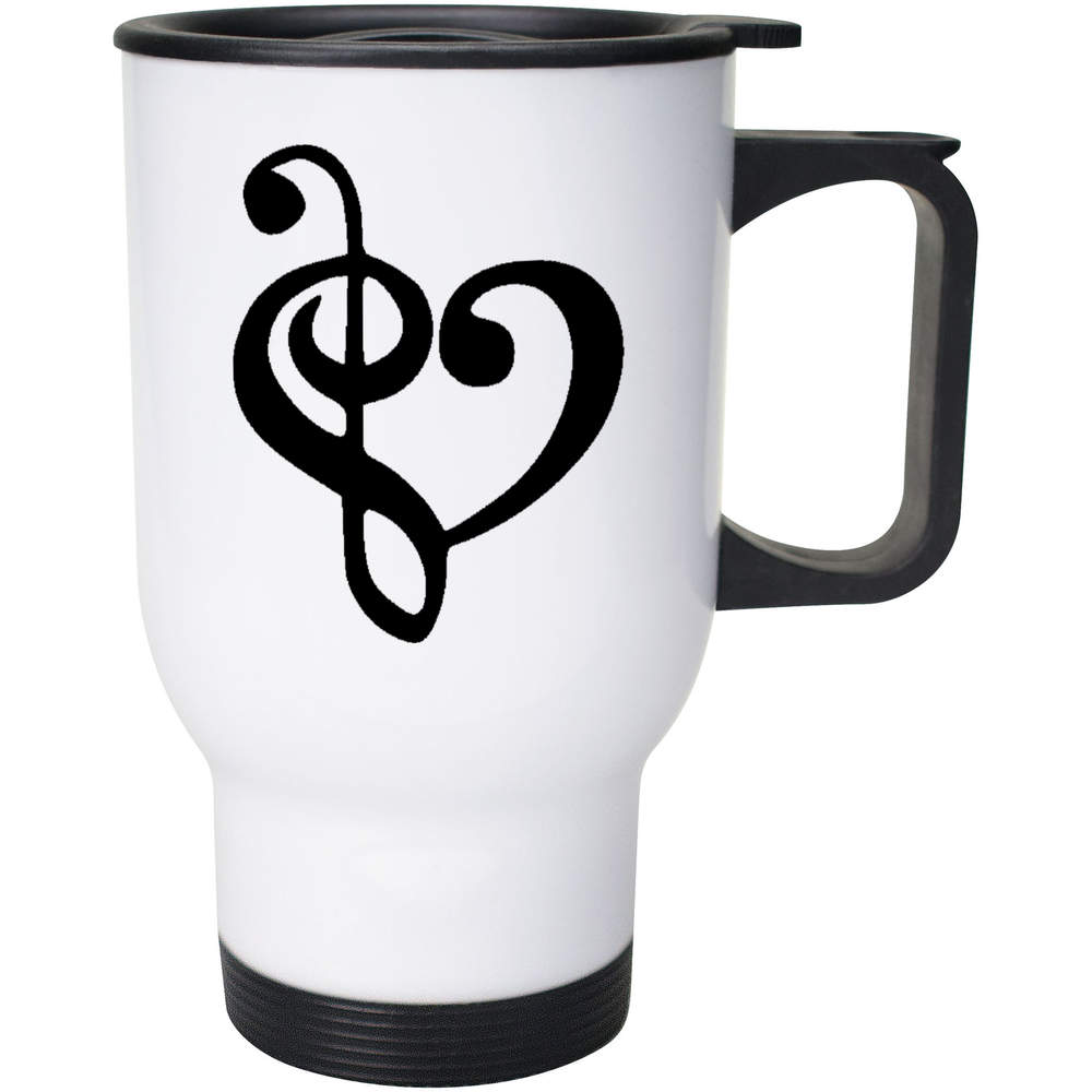 400ml 'Heart Music Note' Reusable Coffee / Travel Mug (MG00085784)