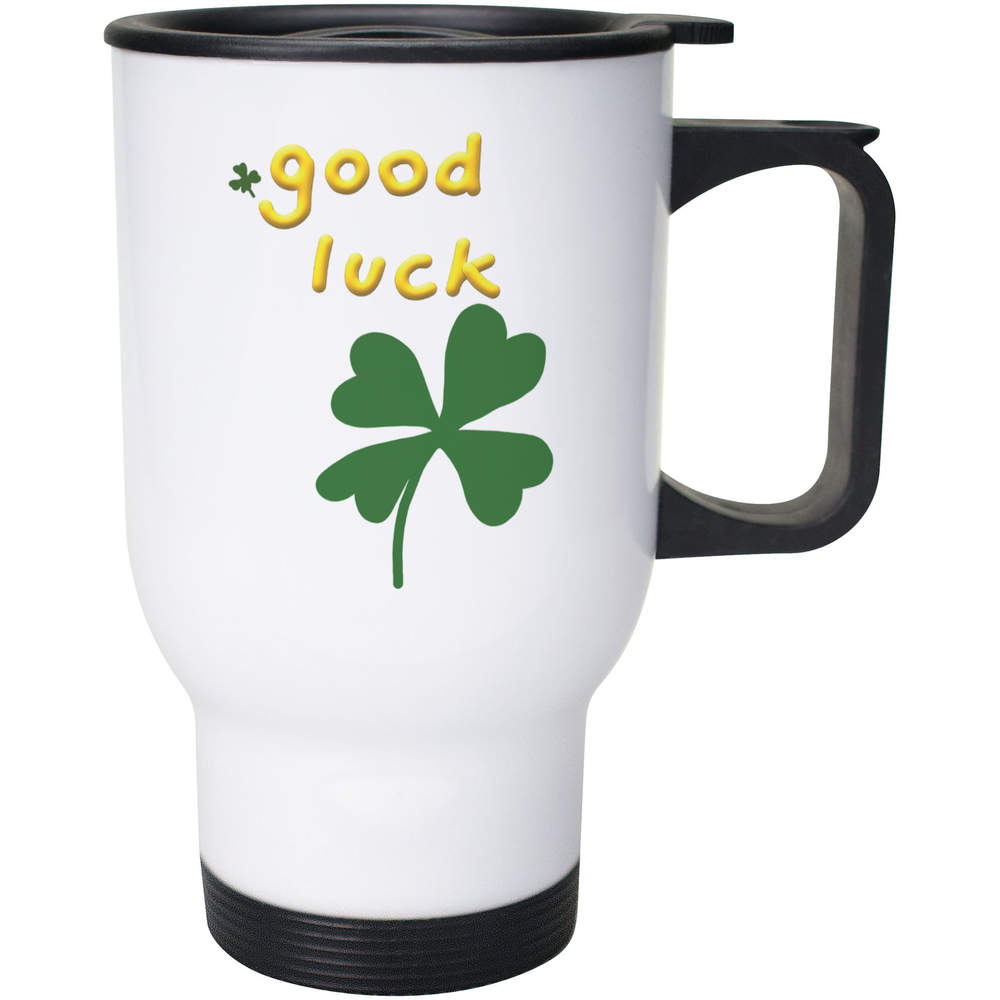 400ml 'Good Luck Four Leaf Clover' Reusable Coffee / Travel Mug (MG00085940)