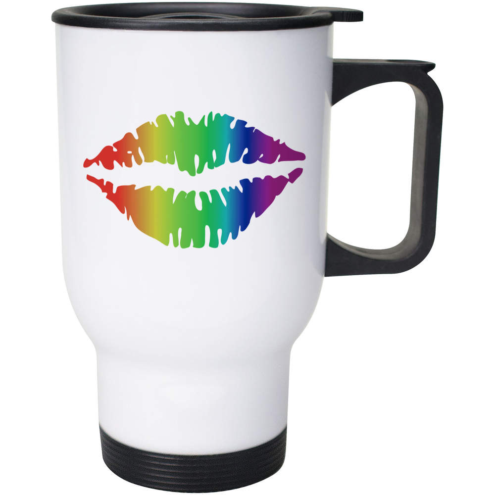 400ml 'Rainbow Lips' Reusable Coffee / Travel Mug (MG00086476)