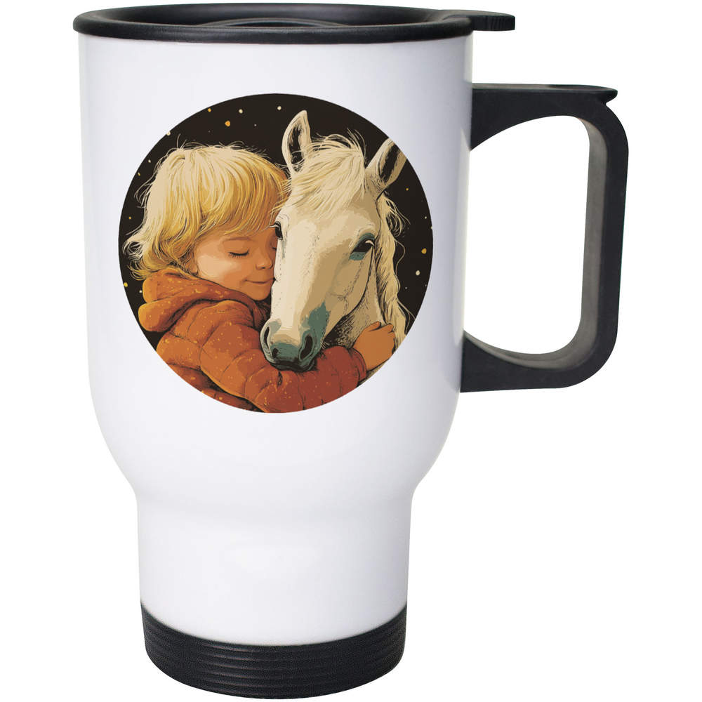 400ml 'Child Hugging Baby Horse' Reusable Coffee / Travel Mug (MG00087293)