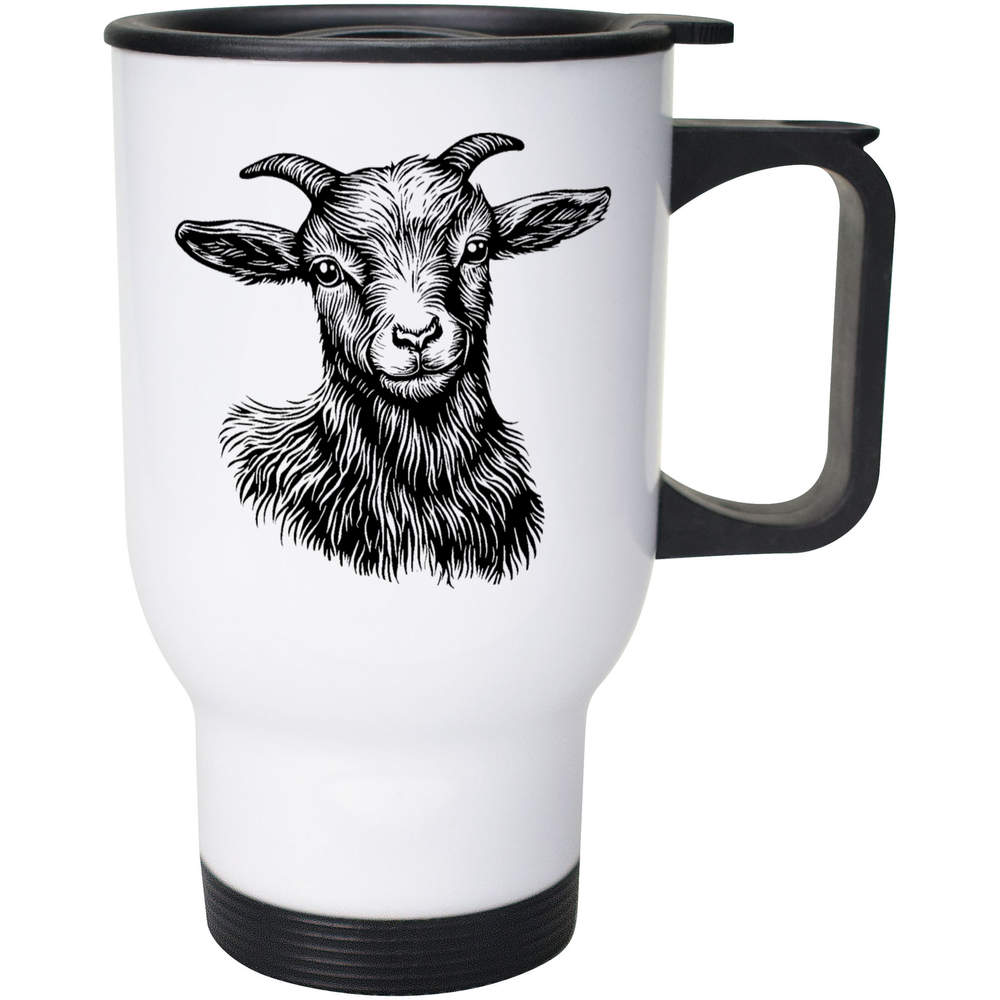 400ml 'Baby Goat Portrait' Reusable Coffee / Travel Mug (MG00087609)