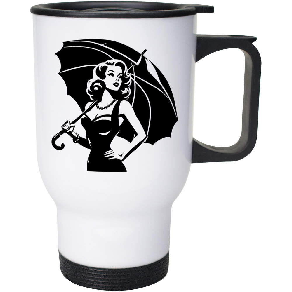 400ml 'Girl With Parasol' Reusable Coffee / Travel Mug (MG00088178)