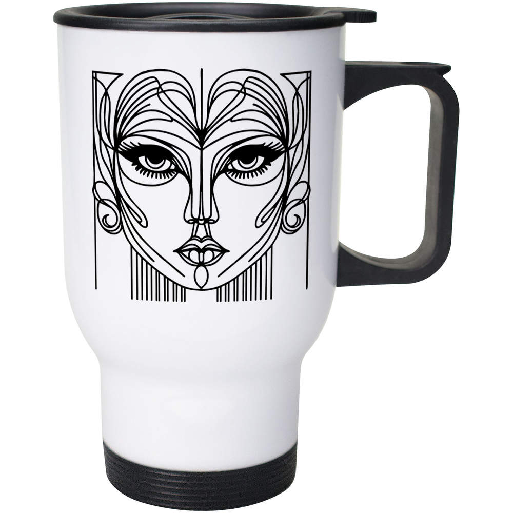 400ml 'Art Deco Woman Doodle' Reusable Coffee / Travel Mug (MG00090239)