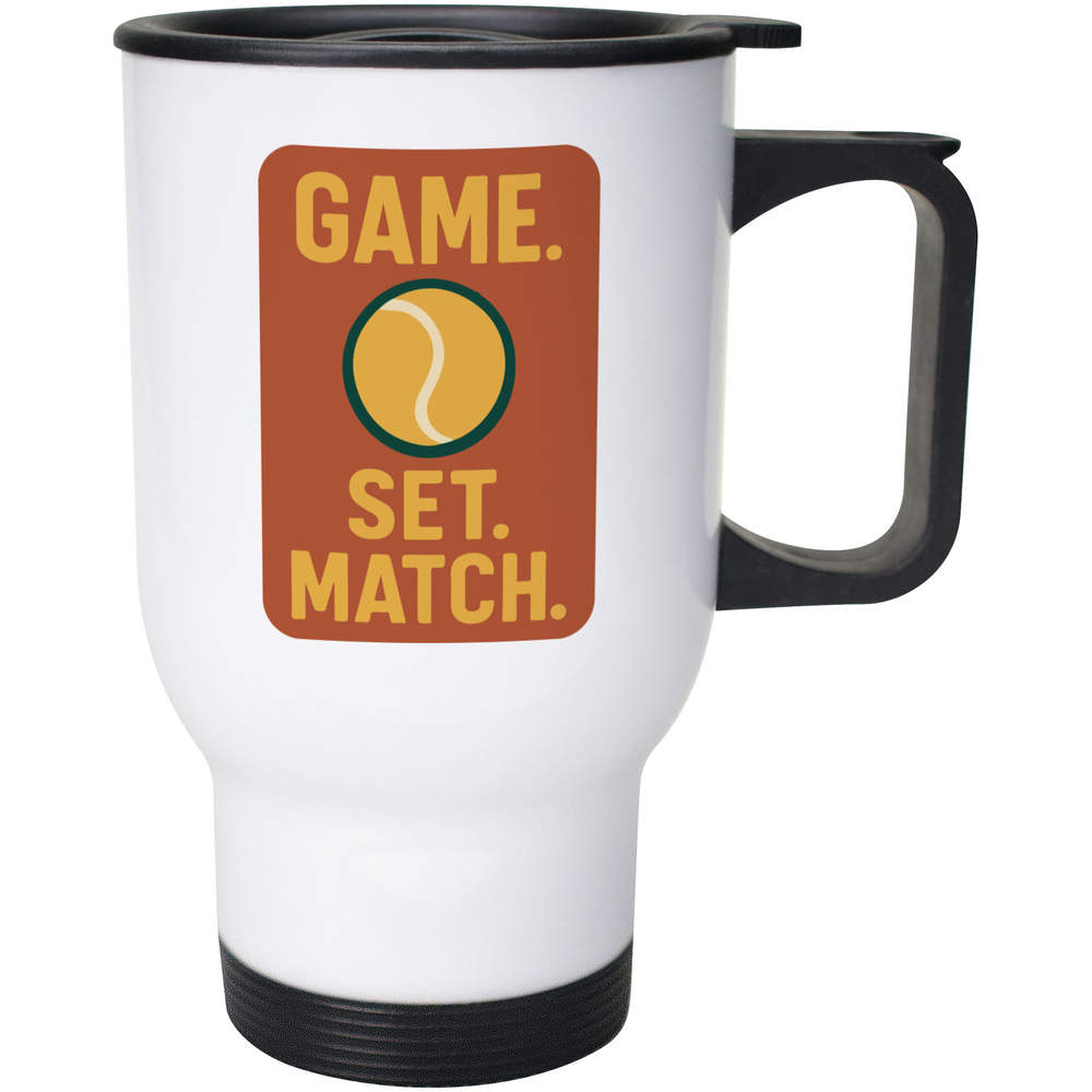 400ml 'Tennis Game Set Match' Reusable Coffee / Travel Mug (MG00091077)