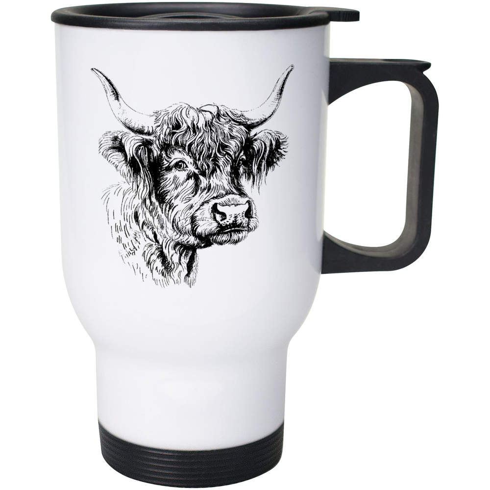 400ml 'Highland Cow Portrait' Reusable Coffee / Travel Mug (MG00092676)