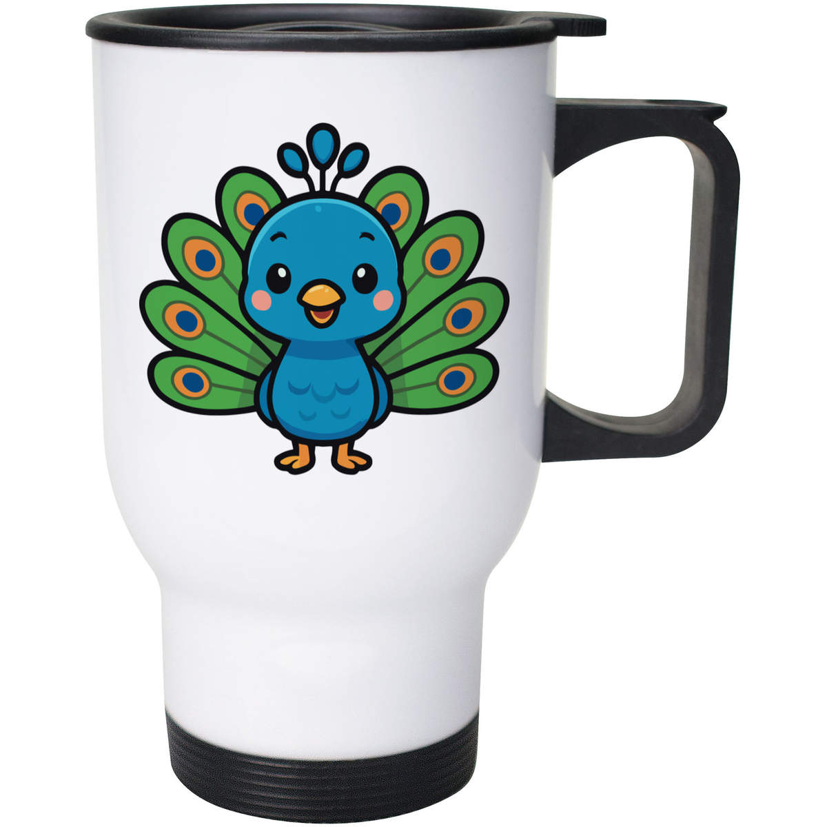 400ml 'Cute Peacock' Reusable Coffee / Travel Mug (MG00094805)