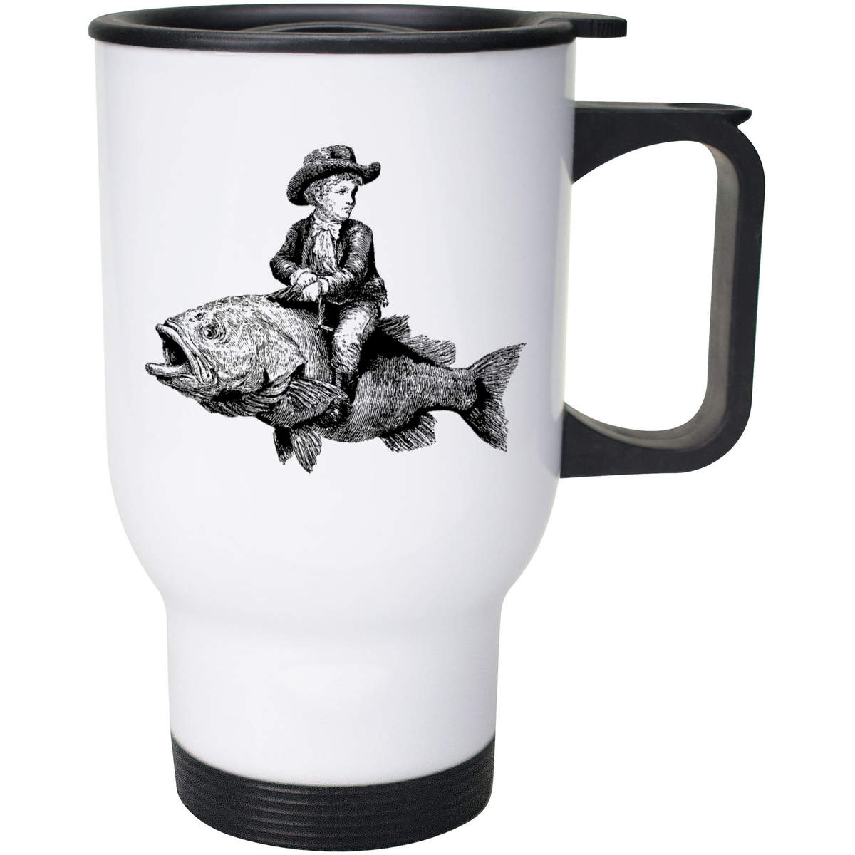 400ml 'Boy Riding Fish' Reusable Coffee / Travel Mug (MG00095318)