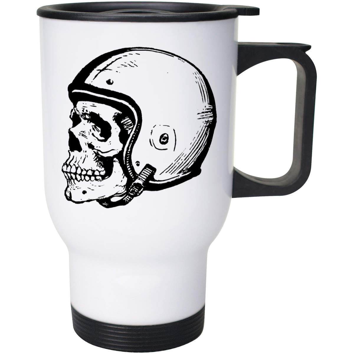400ml 'Skull Wearing Motorbike Helmet' Reusable Coffee / Travel Mug (MG00095330)
