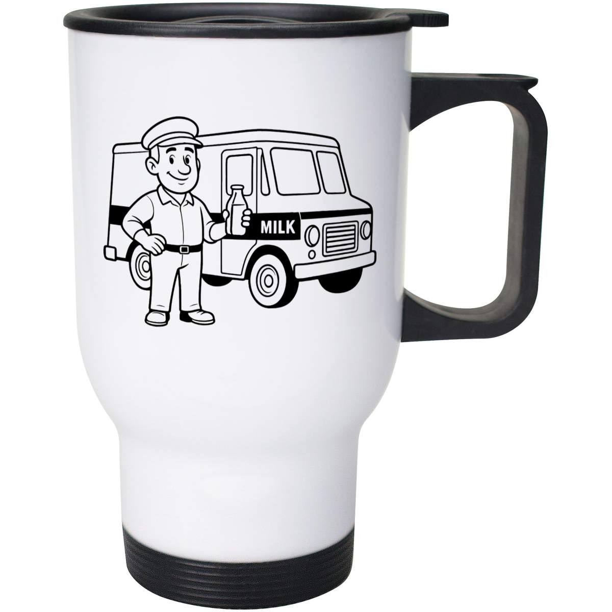 400ml 'Milkman & Delivery Truck' Reusable Coffee / Travel Mug (MG00095466)