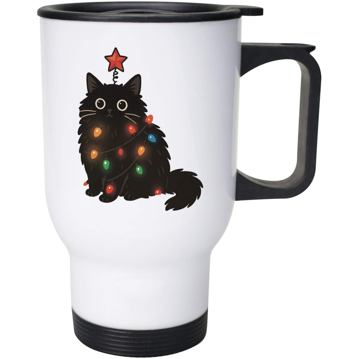 400ml 'Cute Christmas Cat' Reusable Coffee / Travel Mug (MG00095724)