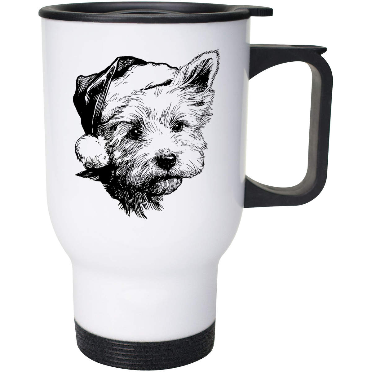 400ml 'Westie Dog Wearing Santa Hat' Reusable Coffee / Travel Mug (MG00097445)