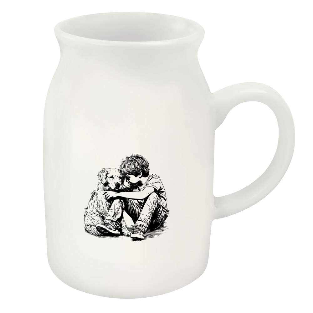 300ml 'Boy Sitting with Dog' Ceramic Milk Jug (MJ00016224)