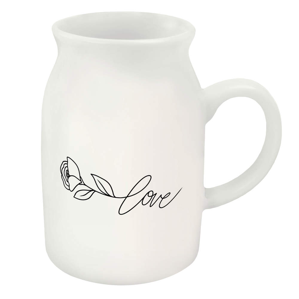 300ml 'Rose Love Text' Ceramic Milk Jug (MJ00018130)