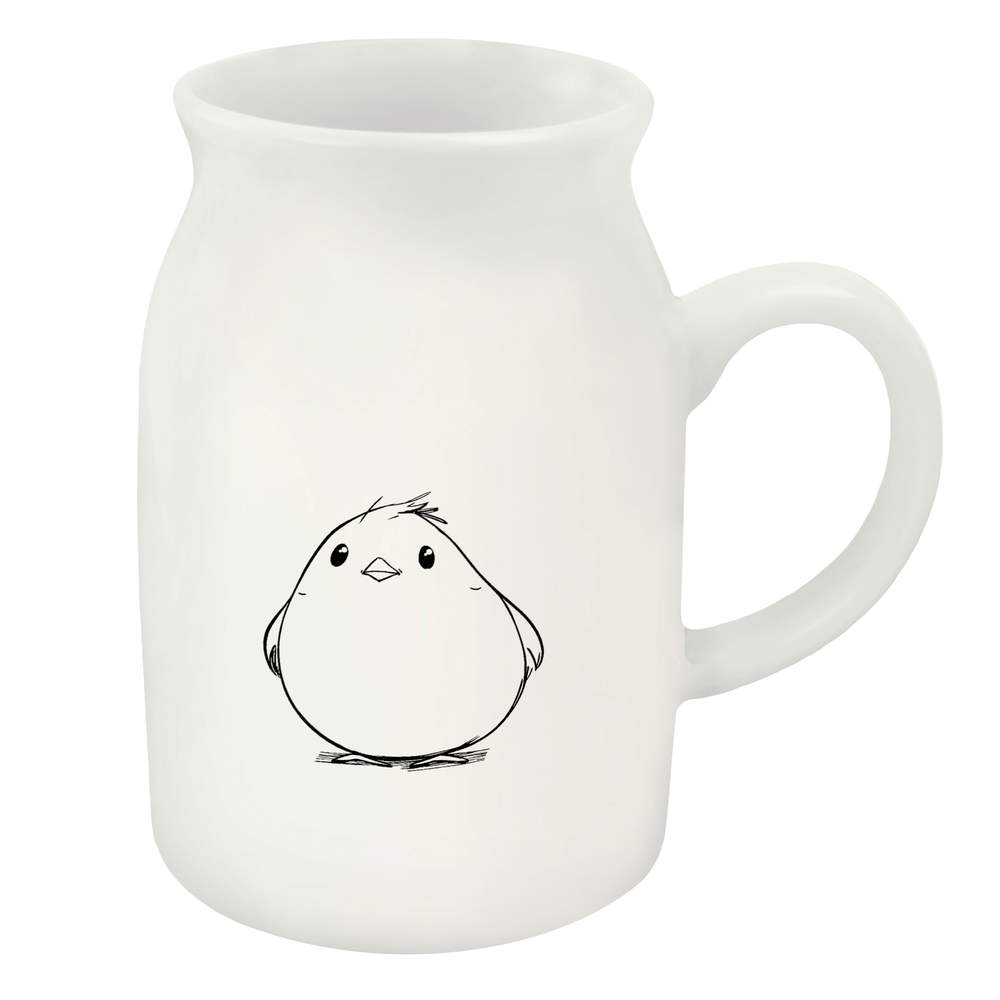 'Little Fat Bird' Ceramic Milk Jug - 300ml - 10oz Creamer / Small Pitcher for Tea, Coffee, Breakfast and Dining (MJ00018257)