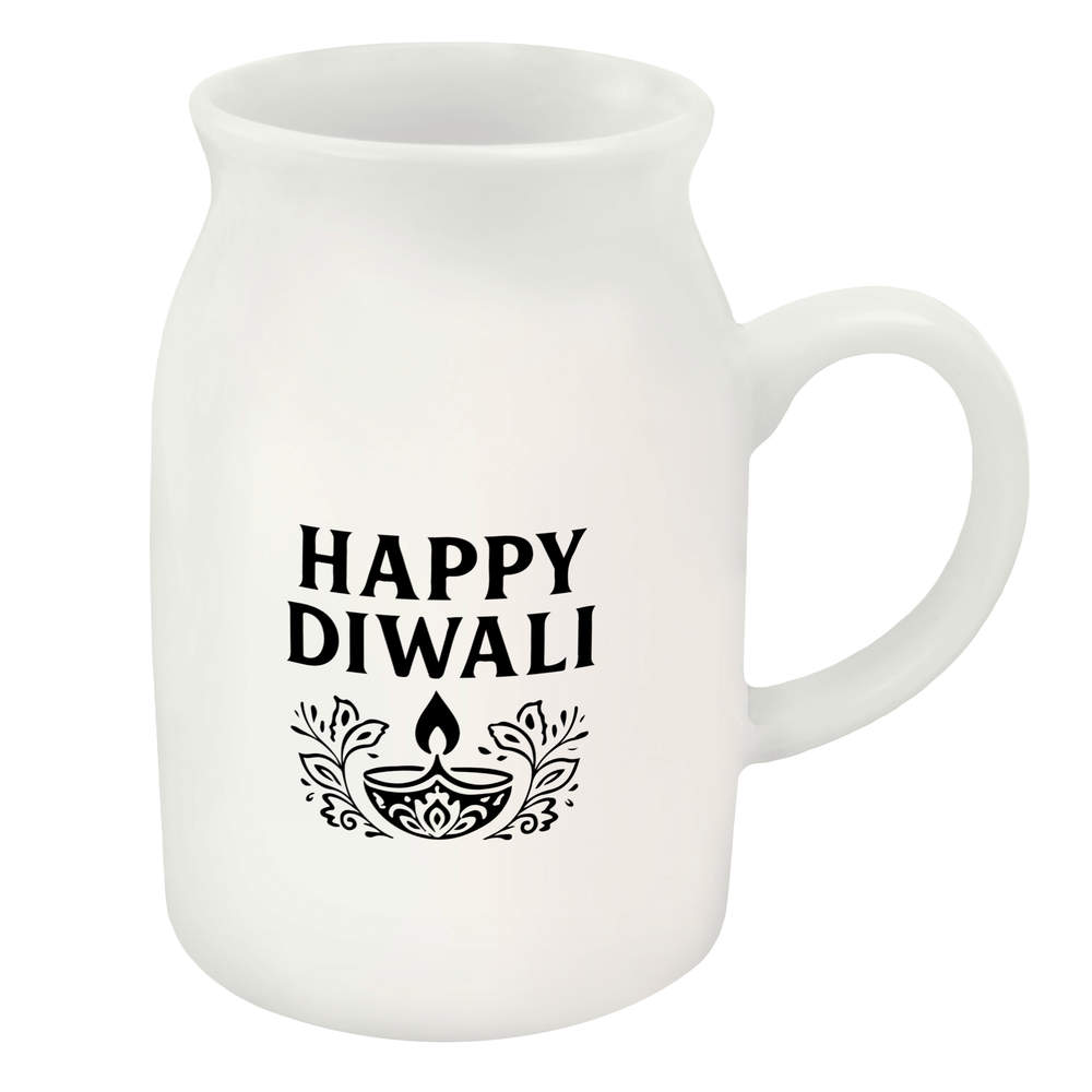 300ml 'Happy Diwali Festival Design' Ceramic Milk Jug (MJ00019858)