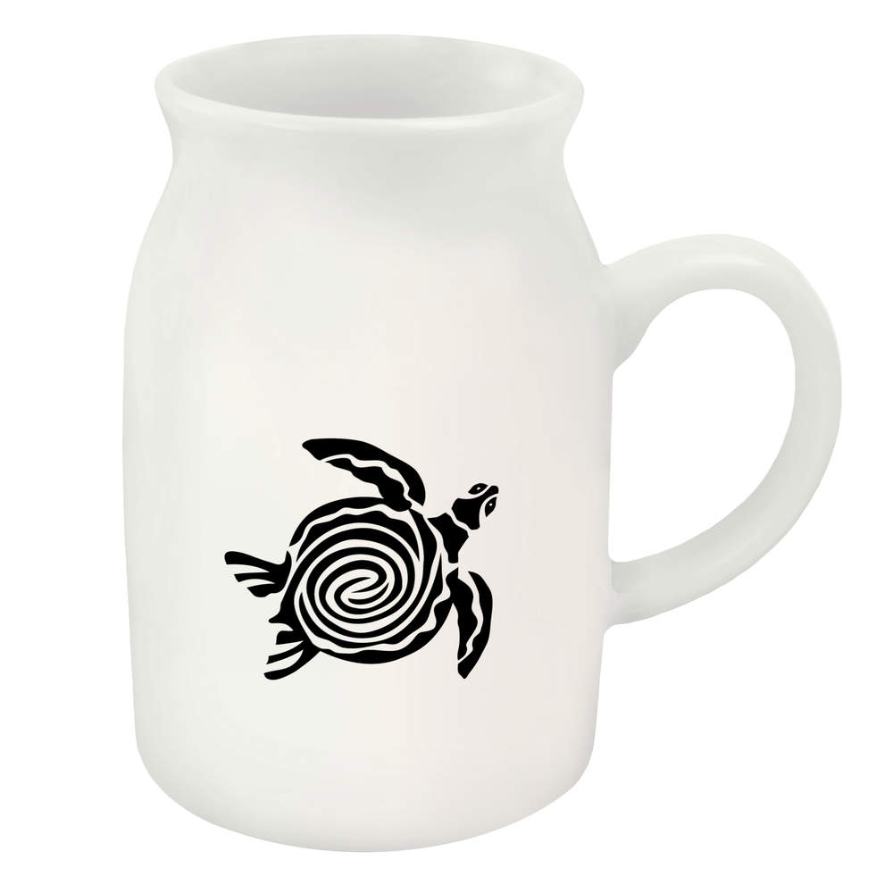 300ml 'Green Sea Turtle Stylized Black And White ' Ceramic Milk Jug (MJ00020713)