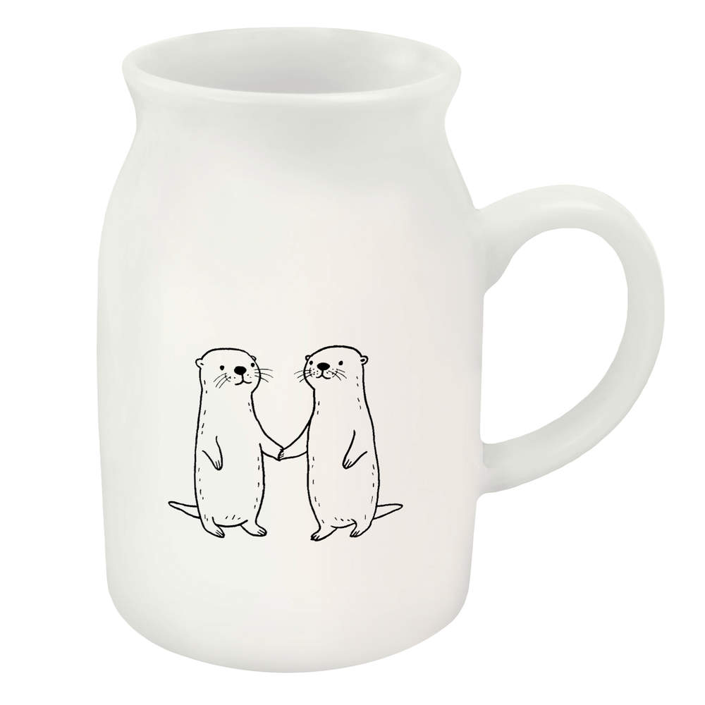 300ml 'Otter Couple Holding Hands' Ceramic Milk Jug (MJ00020720)