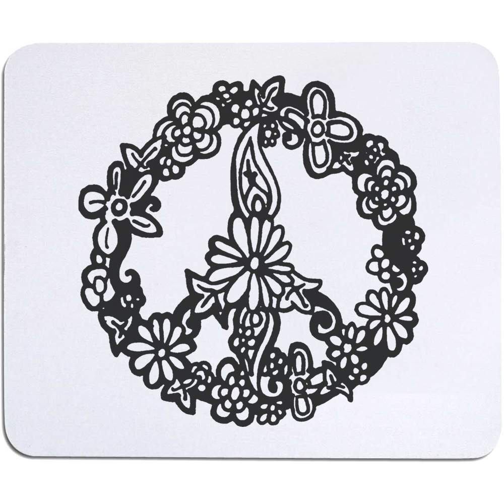 'Floral Peace Symbol' Mouse Mat / Desk Pad (MO00014089)