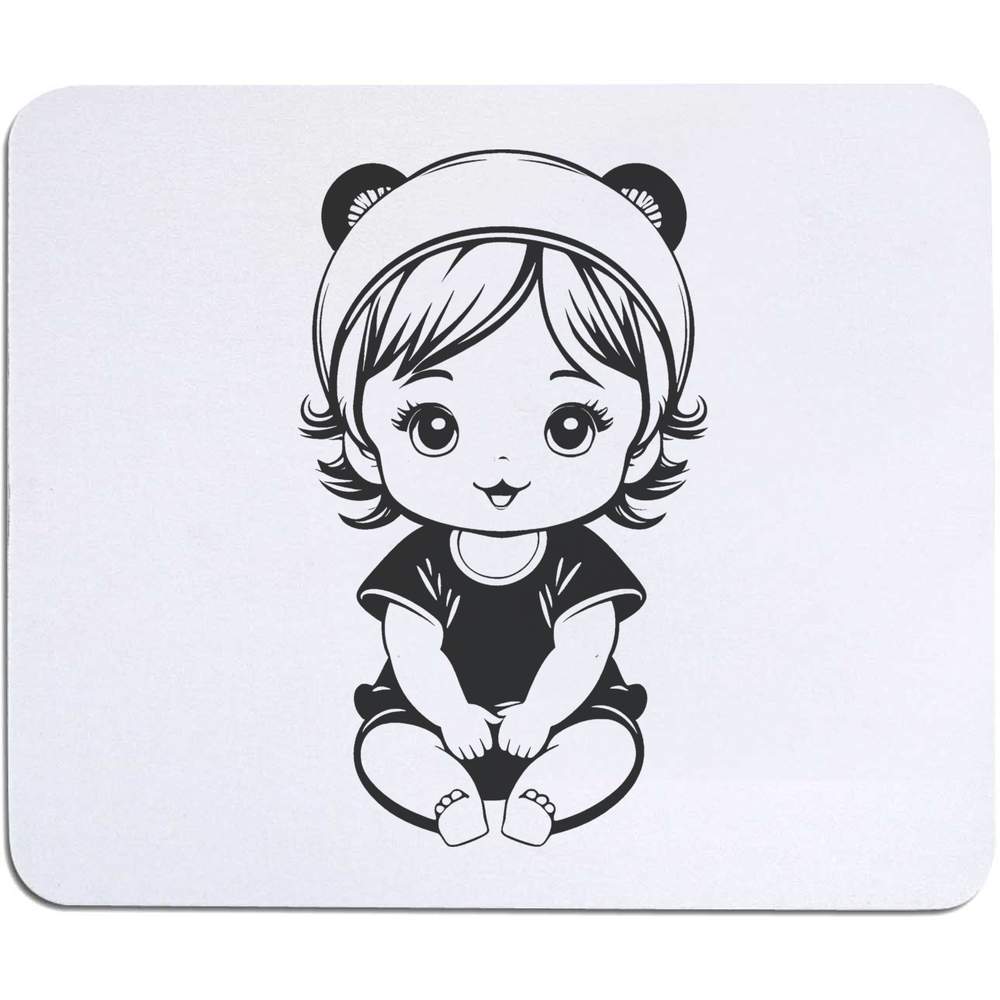 'Baby Girl In Bear Hat' Mouse Mat / Desk Pad (MO00028893)