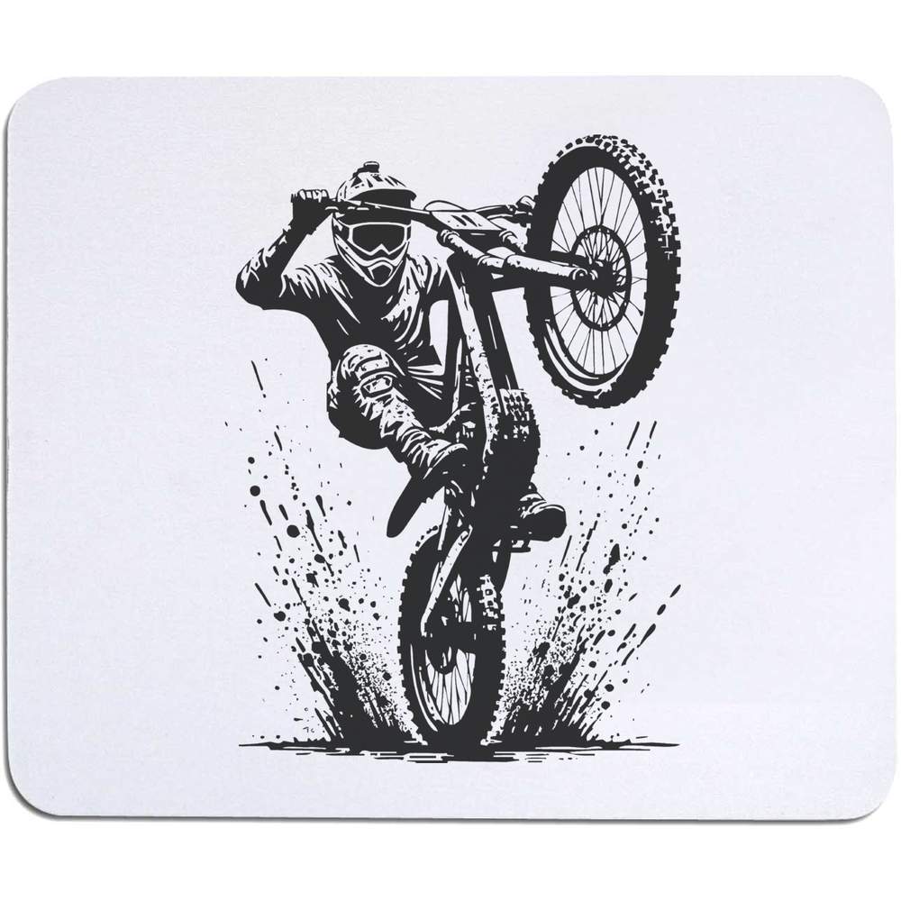 'Muddy Mountain Bike Wheelie' Mouse Mat / Desk Pad (MO00032980)