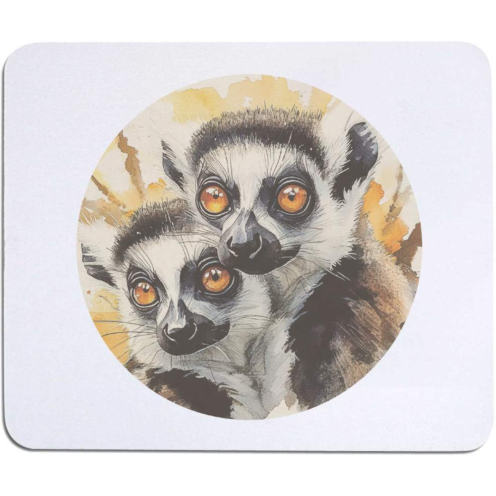 'Two Lemurs Portrait' Mouse Mat / Desk Pad (MO00037339)