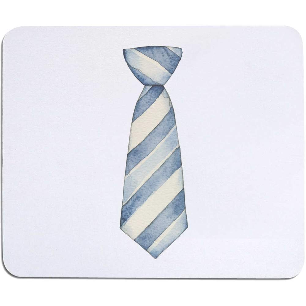 'Blue and White Striped Tie' Mouse Mat / Desk Pad (MO00038939)