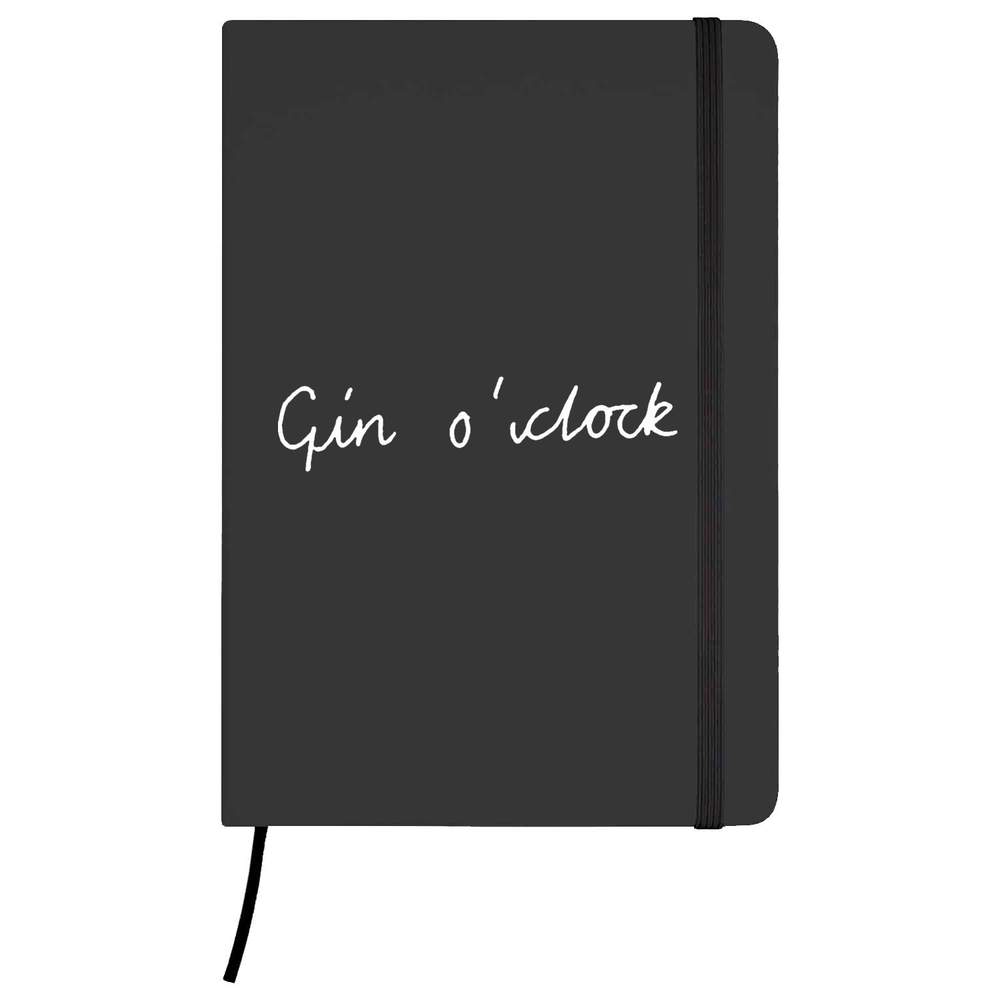 A5 'Gin O'Clock Text' Black Hardcover Ruled Notebook (NB00024101)