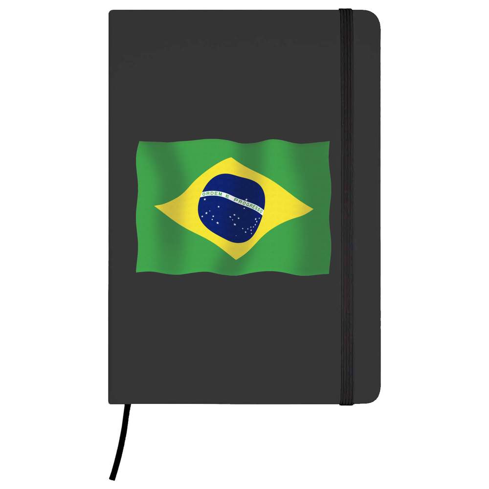 A5 'Waving Brazil Flag' Black Hardcover Ruled Notebook (NB00054955)