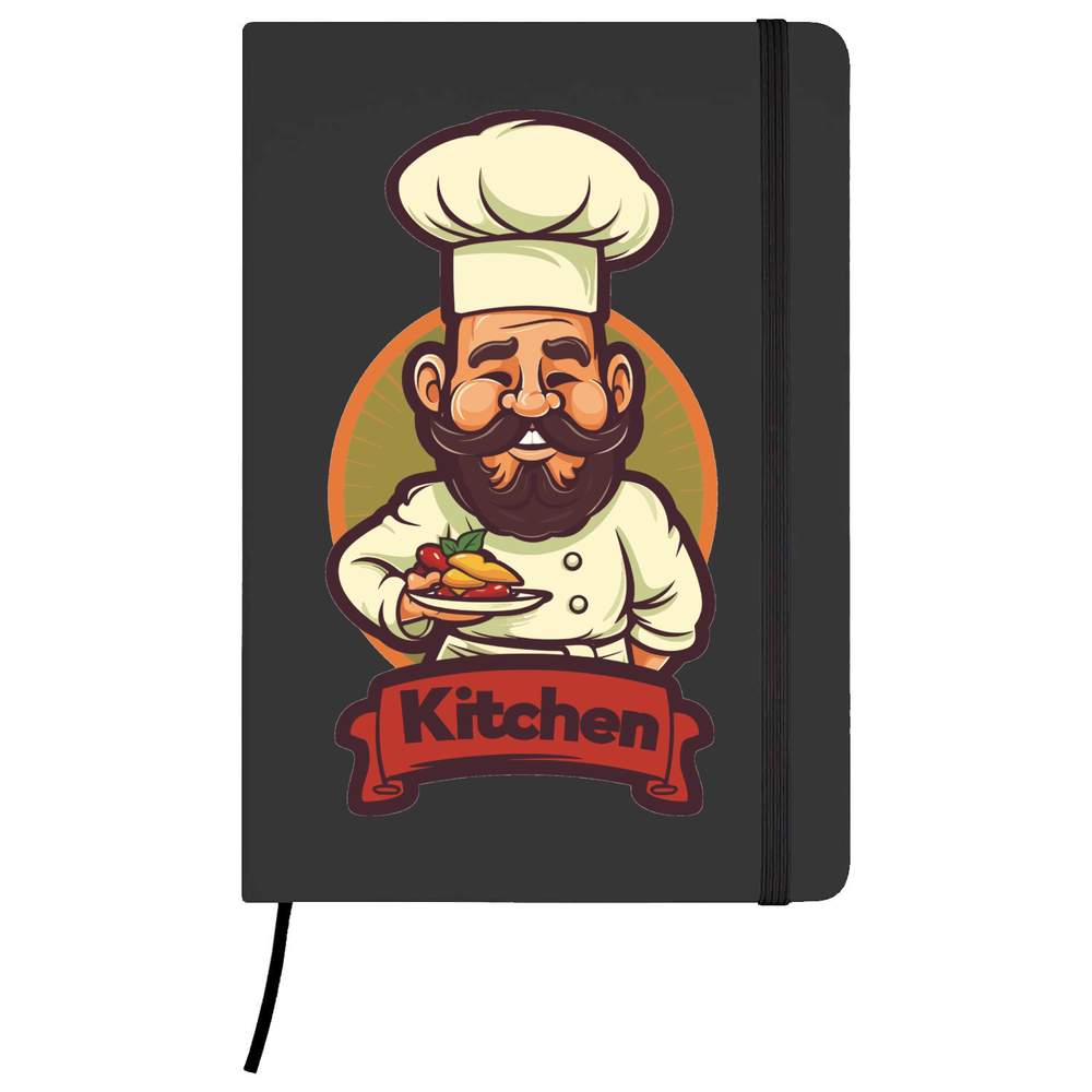 'Kitchen Chef' Hardcover Ruled Notebook - Black, A5 - Lined Journal for School, Work, Writing, Notes and Gifts (NB00056709)