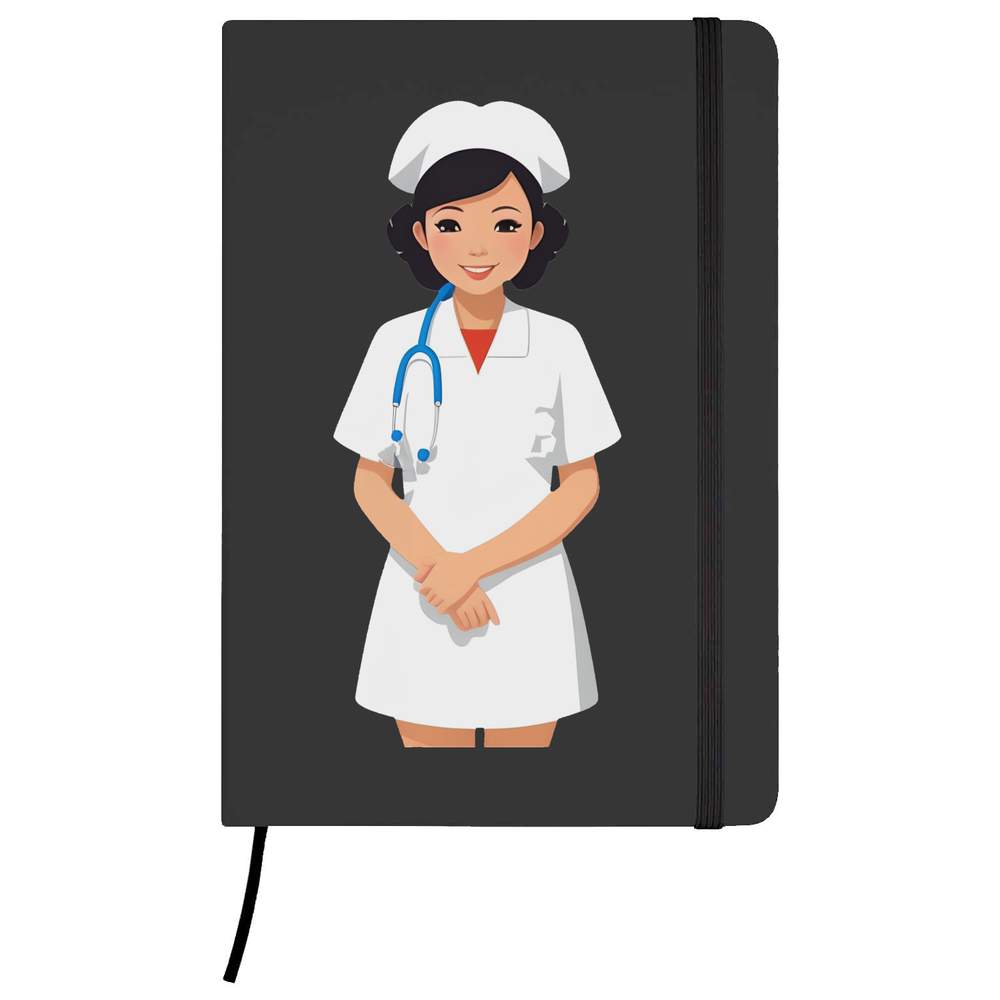 A5 'Smiling Nurse' Black Hardcover Ruled Notebook (NB00059169)