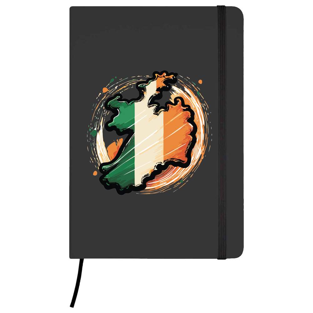 A5 'Irish Flag Shaped Like Ireland' Black Hardcover Ruled Notebook (NB00061500)