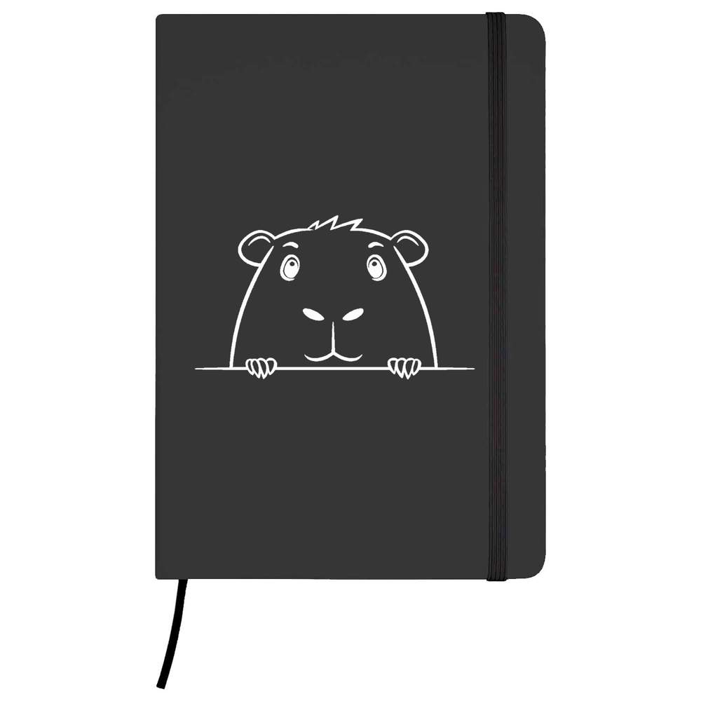 A5 'Cute Capybara Peeking' Black Hardcover Ruled Notebook (NB00070669)