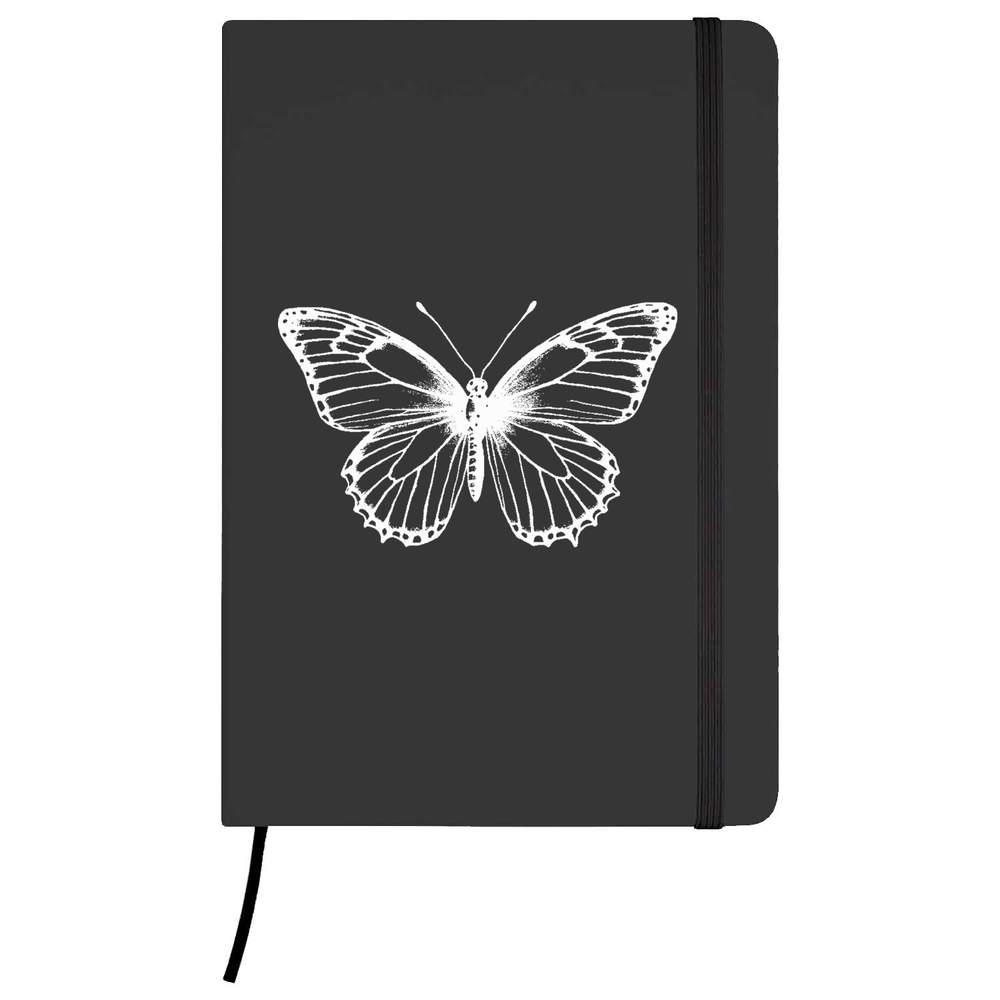 A5 'Open Winged Butterfly' Black Hardcover Ruled Notebook (NB00071947)