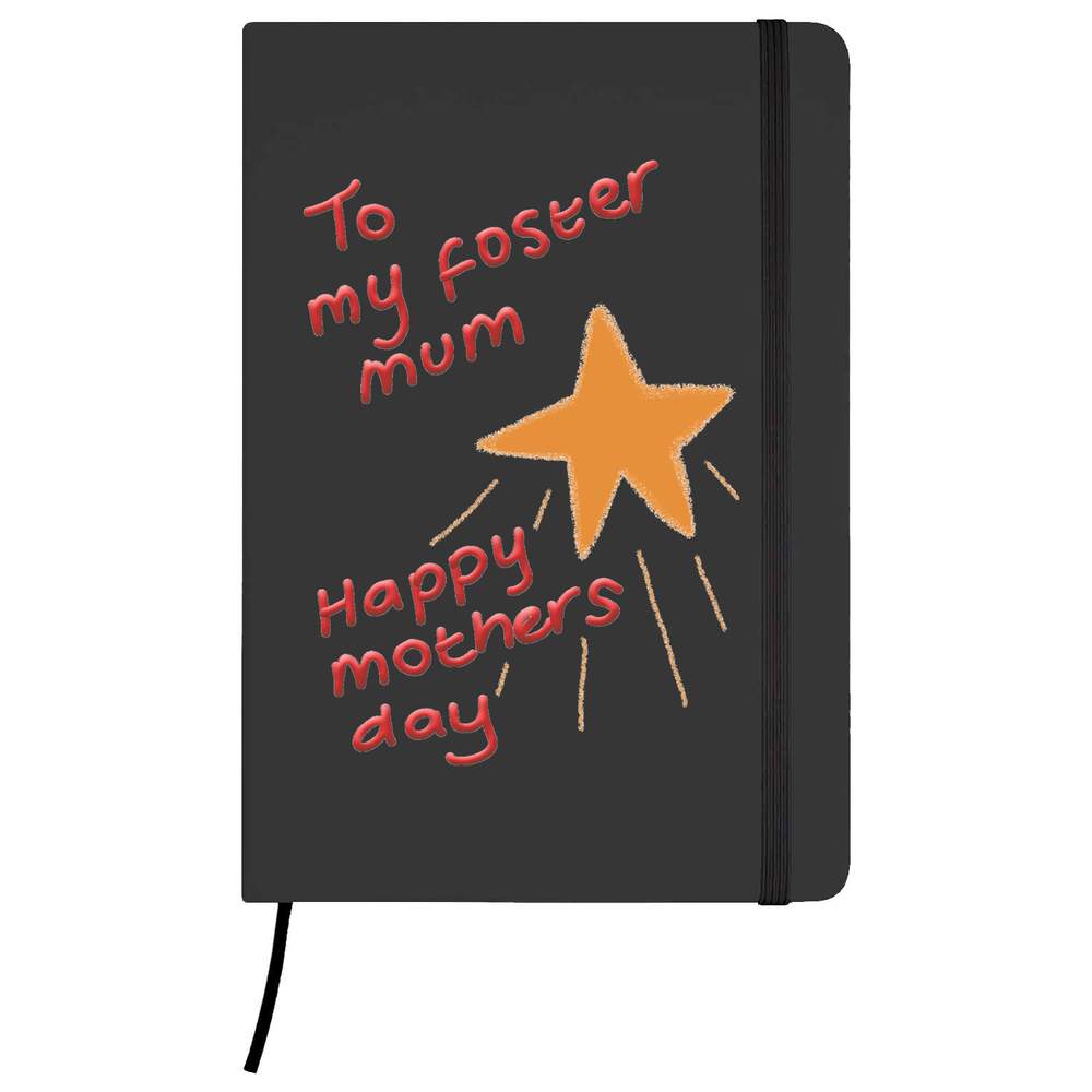 'Foster Mum Mothers Day' Hardcover Ruled Notebook - Black, A5 - Lined Journal for School, Work, Writing, Notes and Gifts (NB00075035)