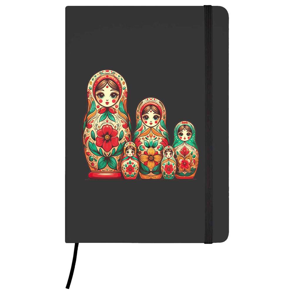 A5 'Nesting Dolls' Black Hardcover Ruled Notebook (NB00079002)