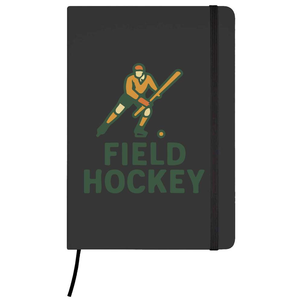 'Field Hockey' Hardcover Ruled Notebook - Black, A5 - Lined Journal for School, Work, Writing, Notes and Gifts (NB00080931)
