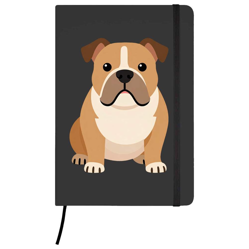 A5 'Stylised Bulldog' Black Hardcover Ruled Notebook (NB00087991)