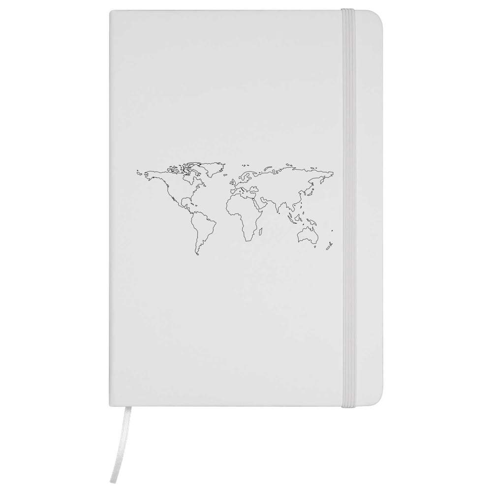 A5 'World Map' White Hardcover Ruled Notebook (NB00035080)